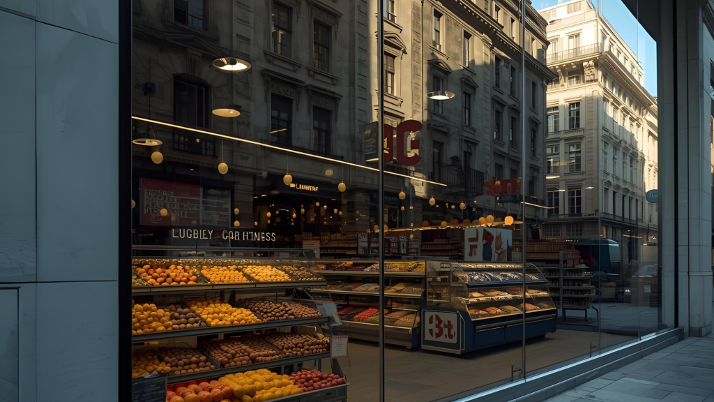 Film de sécurité sur vitrine de commerce